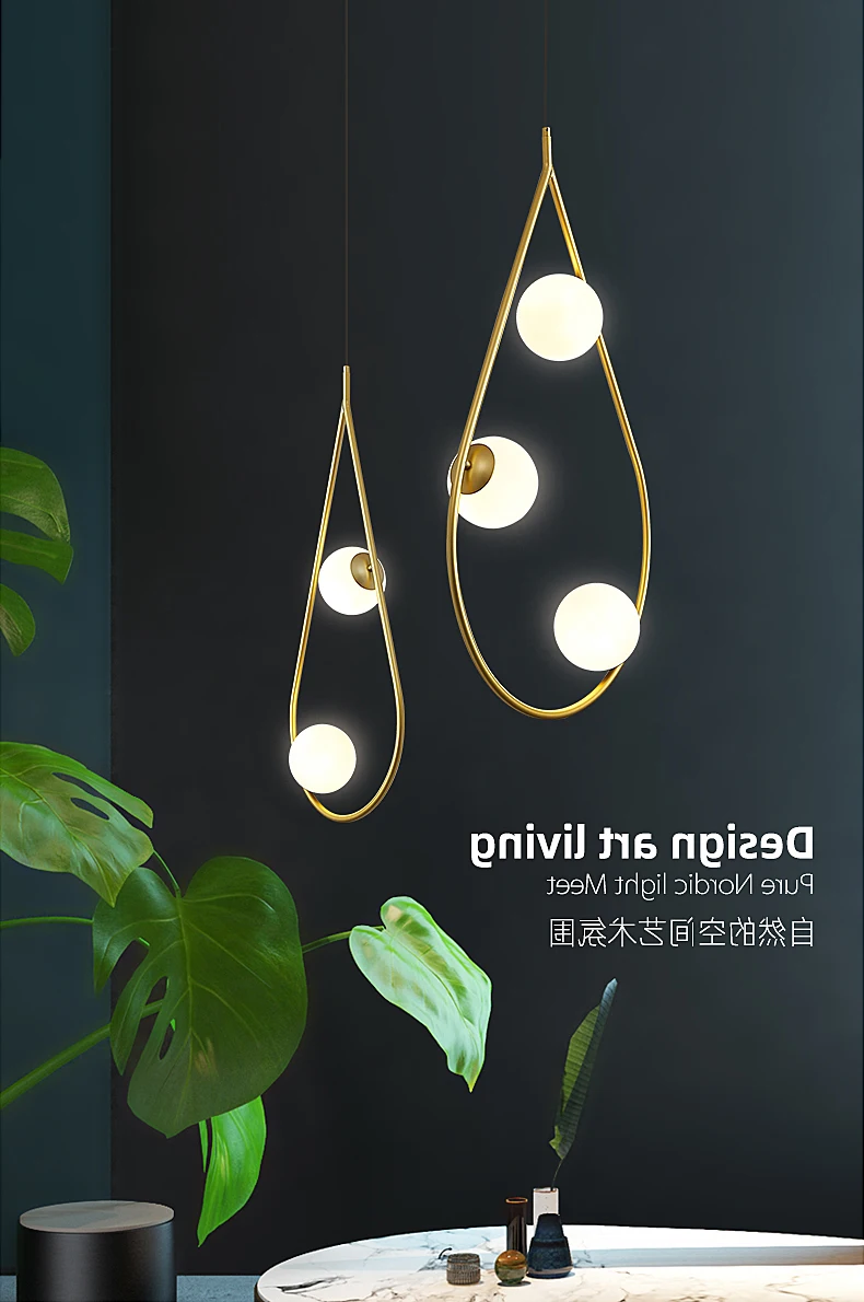 

Nordic Modern Hanging Ceiling Lamps Gold Glass Ball Droplight Bedroom Dining Room Lamp luminaria