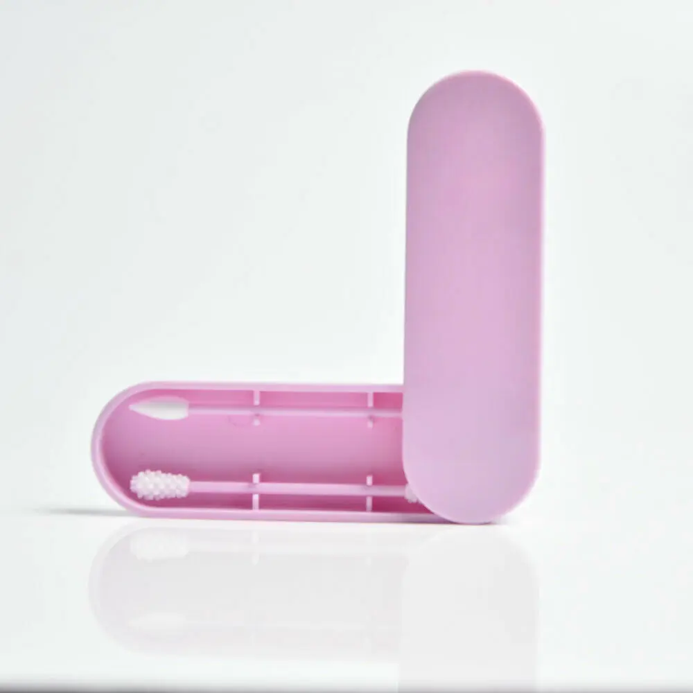 2 шт Горячие стандартные многоразовые ватные тампоны для чистки ушей косметические хлопковые бутон силиконовые палочки - Цвет: Розовый