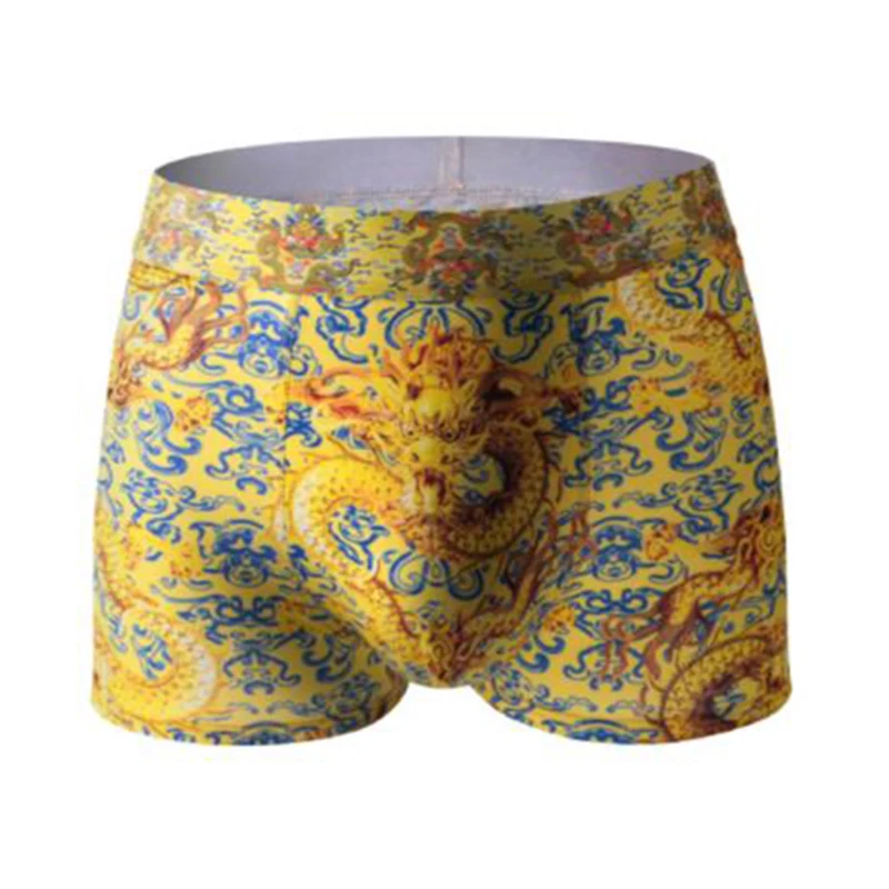 Boxer Hombre Freegun Azul Con Estampado De Dragón - Corte Clásico, 92% Poliéster