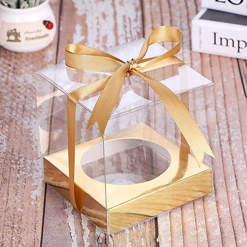 12pcs Transparent Cake Box Flower Gift Birthday Party Anniversary Dessert Storage Boxes Pvc Packaging 9x9x9cm | Дом и сад