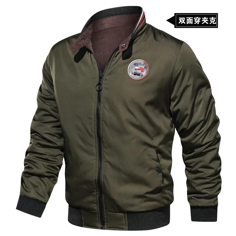

Men's Autumn Jacket Slim Embroidered Double-sided Men's Jacket Men's Clothing Winter Thick Bomber Jacket Pilot Flight Jacket