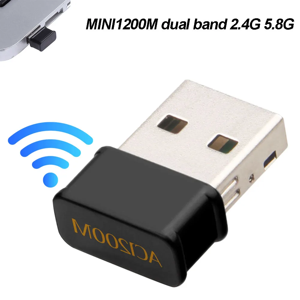 USB 3,0 Wifi адаптер AC1200Mbps сетевая карта Мини Беспроводная 2,4G/5G Двухдиапазонная для настольного компьютера ноутбука