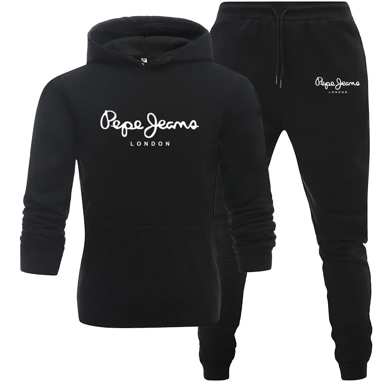 

2020 New Fashion Mens Sets Velvet Warm Winter Brand Sports Suit Sweatshirt And Sweatpants Slim Fit Tracksuit 2 Piece