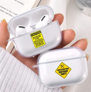 

Funny Caution tape Danger Sign Case For Airpods Pro Cover Silicon Bluetooth Earphone Case For Air Pods 3 Funda