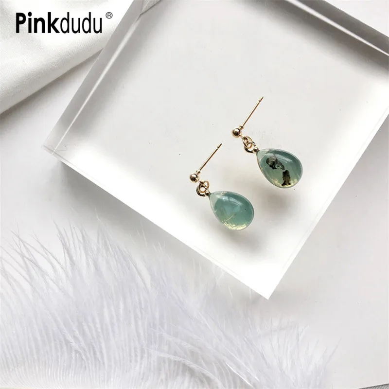 Pinkdudu Новые Классические Элегантные прозрачные простые висячие серьги синий