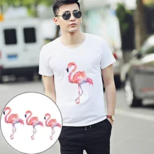 3 шт., одежда с принтом "фламинго", аппликация, нашивка с утюгом, наклейки с теплопередачей, нашивки для DIY, футболки, куртки, платья, украшения