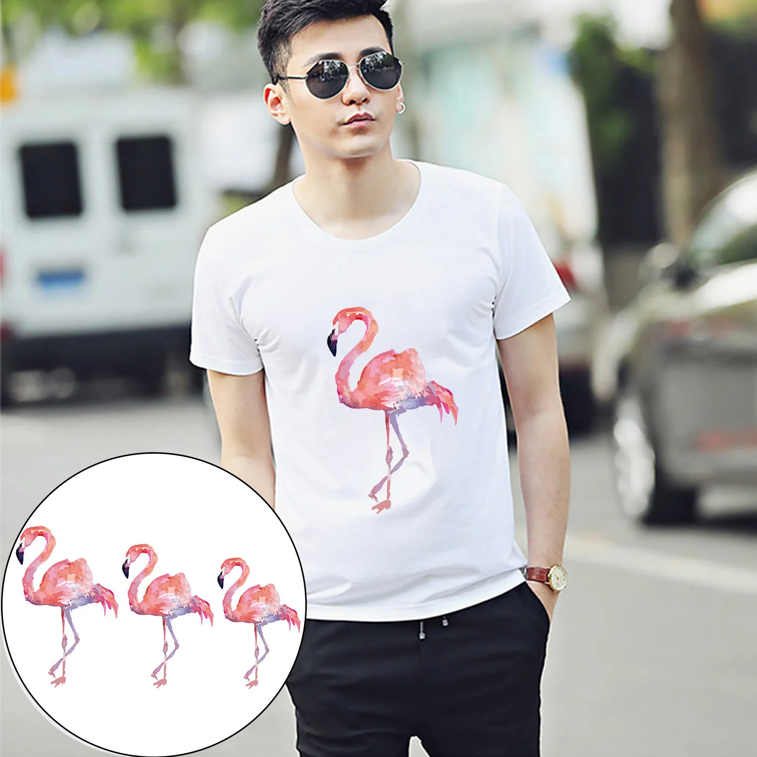 3pcs Flamingo Clothes Applique Patch Iron on Heat Transfer Stickers Patches for DIY T-shirt Jacket Dresses Decoration | Дом и сад