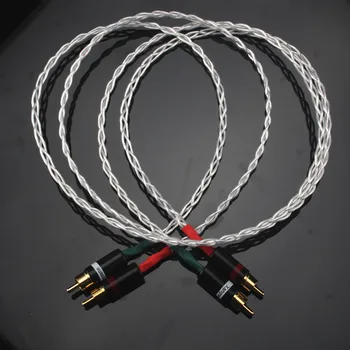 

A pair of high-quality OCC silver-plated audio signal cable power amplifier front and rear connecting cable rca gold-plated plug