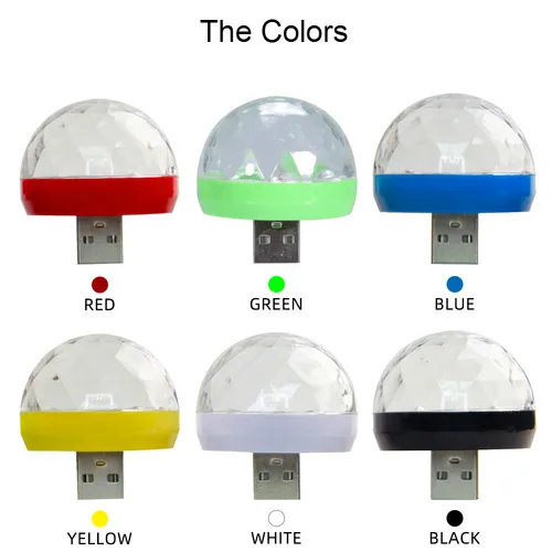 미니 USB LED 자동차 분위기 조명 RGB 무대 조명 효과 음악 사운드 제어 볼 조명 DJ 디스코 바 클럽 가족 파티 장식 Lightning Type-C Micro USB Android IOS 휴대 전화 플러그 다채로운 디스코 조명 3