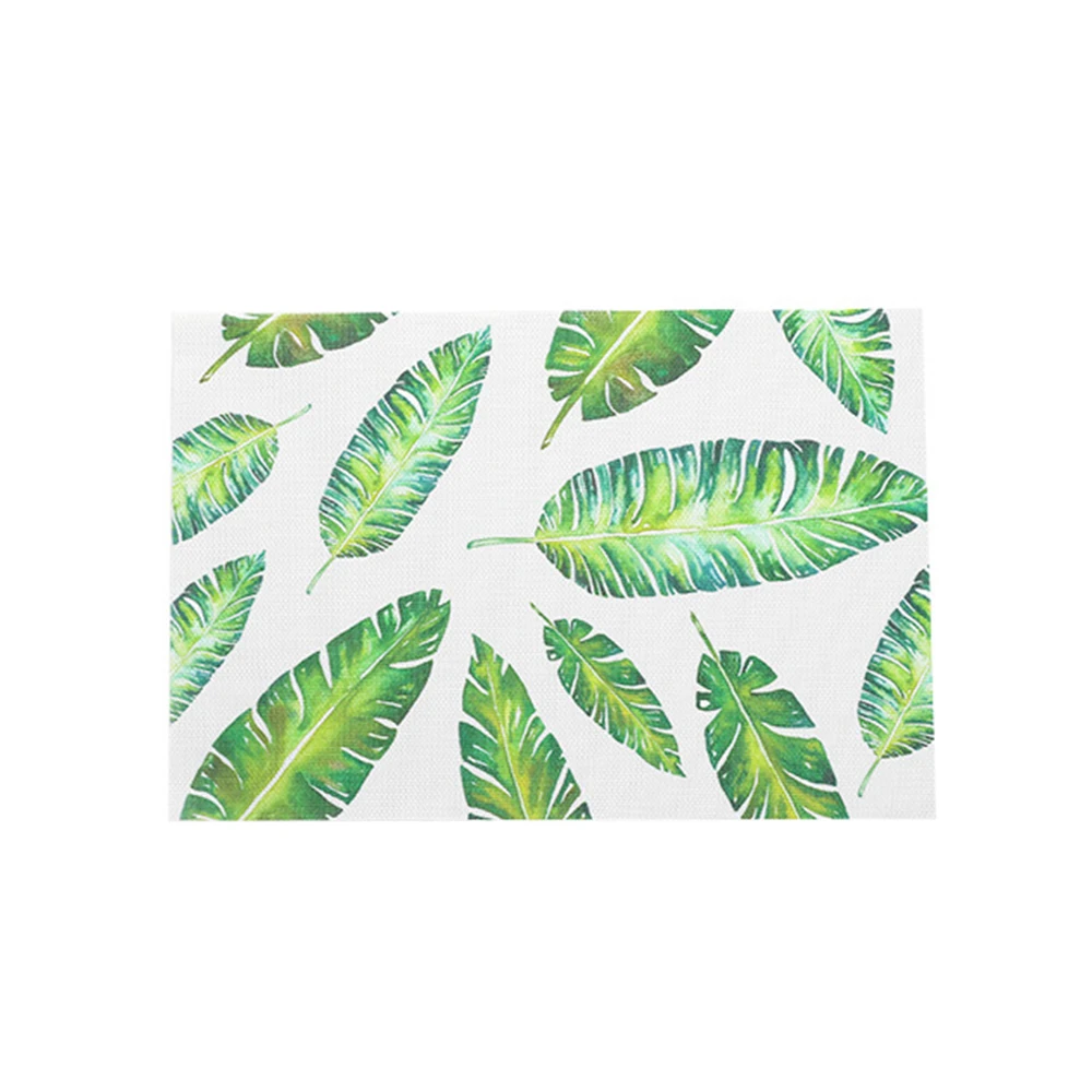 Green leaf Изоляционный коврик ПВХ коврик для посуды Настольный коврик Фламинго узор 45*30 см обеденные чаши блюда для ресторана кухонный инструмент - Цвет: Green leaf