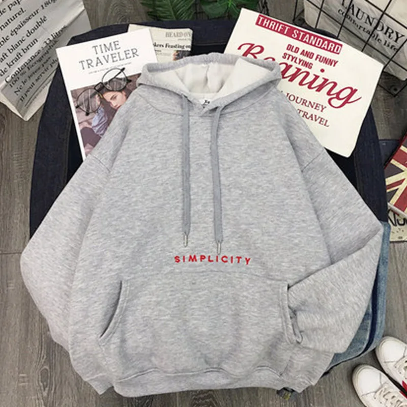Gray Толстовка с капюшоном, утепленная, бархатная, для пары, с длинным рукавом, с капюшоном, версия, свободная, толстовка, одежда, уличная, размер para top - Цвет: Gray
