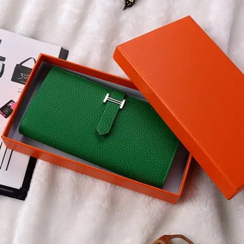 

2020 New Leather Girl's Wallet Long Embossed Leather Pull-Belt Leather European and American Leather Wallet