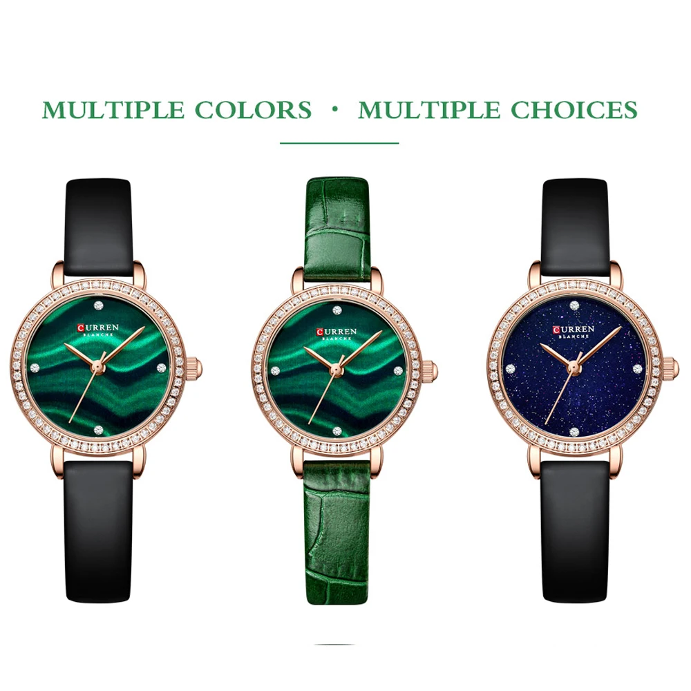 CURREN eleganti orologi sottili affascinanti per orologi da polso classici  in pelle al quarzo Clcok da donna con strass|Women's Watches| - AliExpress