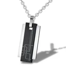  New arrival fashion jewelry wholesale personality Silver color square 316L Stainless steel men's pendant necklace 