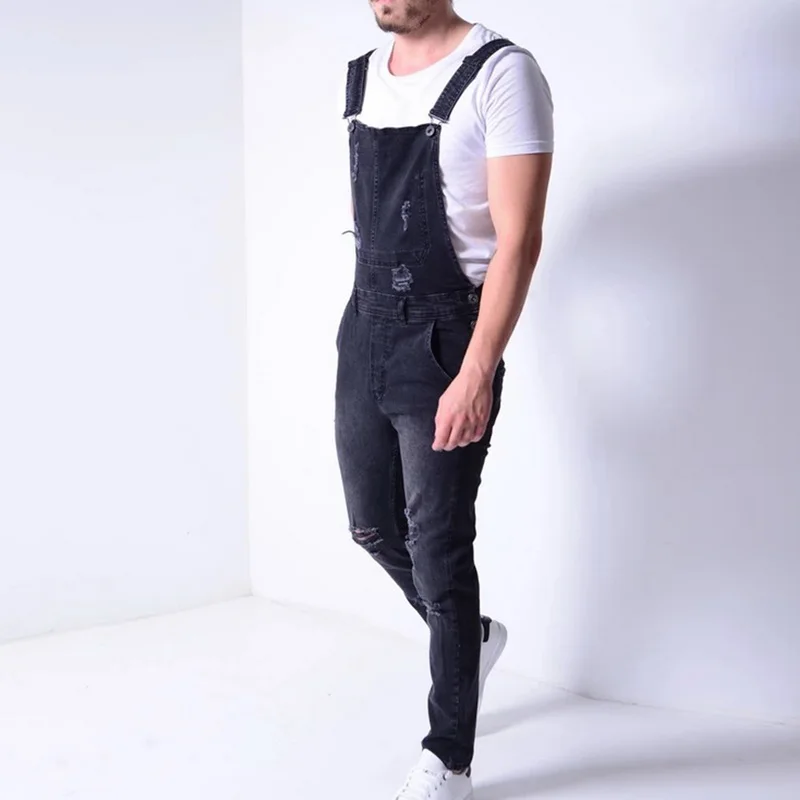 CYSINCOS новые модные мужские рваные джинсы комбинезоны Hi Street Distressed Denim bib Комбинезоны для мужчин брюки на подтяжках Размер S-XXXL