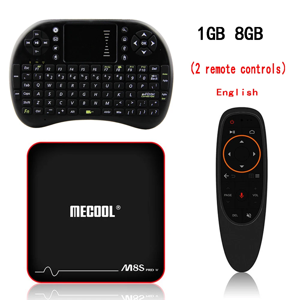 voice with i8 ТВ-приставка MECOOL M8S PRO W Android 7,1, четырехъядерный процессор Amlogic S905W, 1 ГБ ОЗУ, DDR3, 8 Гб смарт-ТВ-приставка, WiFi, 4K H.265, ТВ-приставка, голосовое управление - Цвет: voice with i8