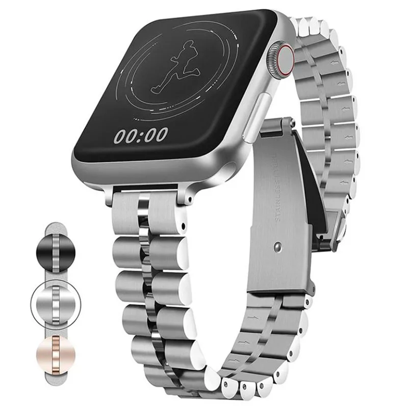

Slim straps for apple watch Series 6 SE 40mm 44mm Band Stainless Steel Metal Strap for iwatch 5 4 3 38mm 42mm Replacement Strap