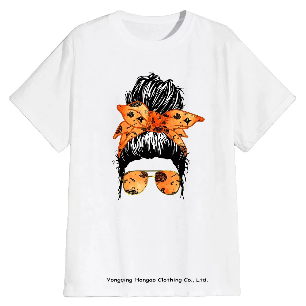 

2021New Arrivals Halloween Spooky Mom Print 100% Cotton White Tshirt Women Harajuku Aesthetic Momster Graphic T Shirts