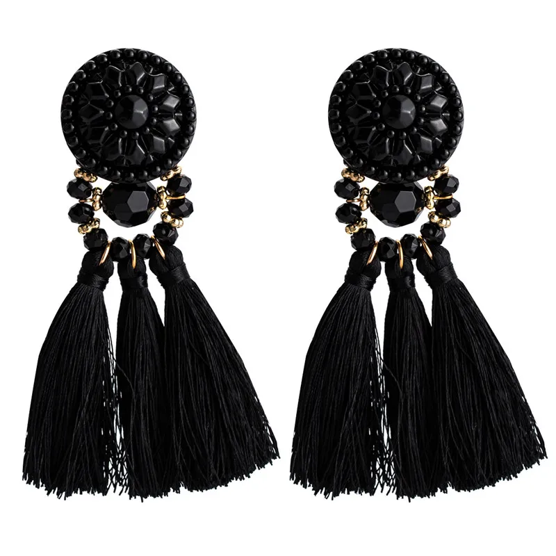 Tassel Earrings Weave Resin Long Drop Earrings Women Acrylic Dangle