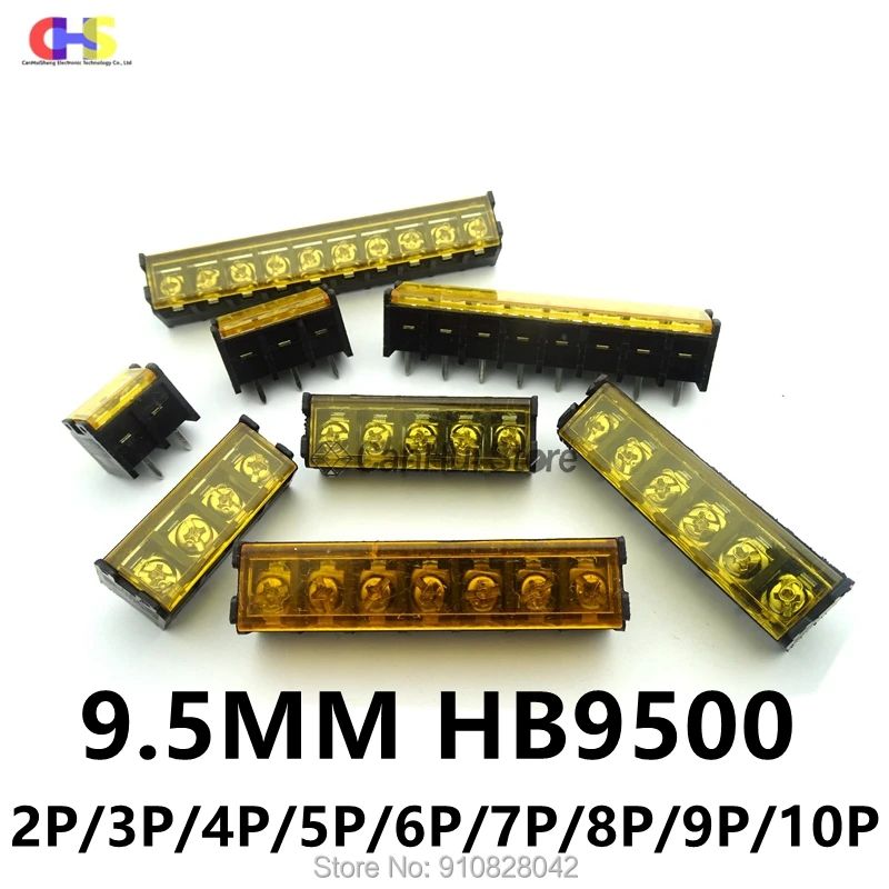 Wire Connectors,Wiring Connector 2/5pcs HB9500-2P 3P 4P 5P 6P 7P 8P 9P 10Pin PCB Screw Terminal Block Connector HB-9500 300V 30A Lid Barrier Terminal 9.5MM Pitch