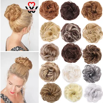 

MANWEI Synthetic Messy Scrunchie Elastic Band Hair Bun Straight Updo Hairpiece High Temperture Fiber Natural Fake Hair