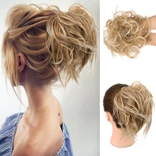 Грязные волосы пучок резинки для женщин шиньон для наращивания синтетический парик кольцо обертывание шиньон черный коричневый высокая температура волокно