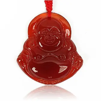 

LETSFUN Fine Jewelry Clin-kk Pure Natural Red Agate Lucky Happy Carved Bat Maitreya Buddha Necklace Pendant Free Shipping
