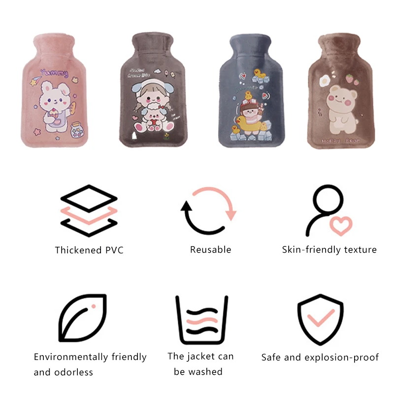 Hot Water Bottle Bag Cute Warm Belly Treasure Cartoon Warmer