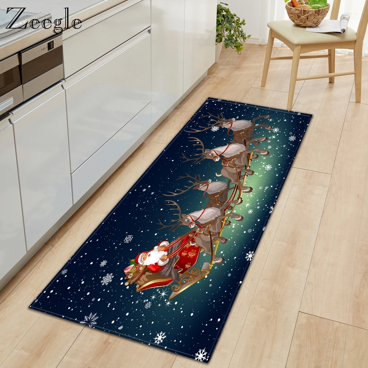 Zeegle Carpet Kitchen Rug Anti-slip Bathroom Doormat Shower Mat Hallway Rug Living Room Carpet Christmas Indoor Carpet Floor Rug