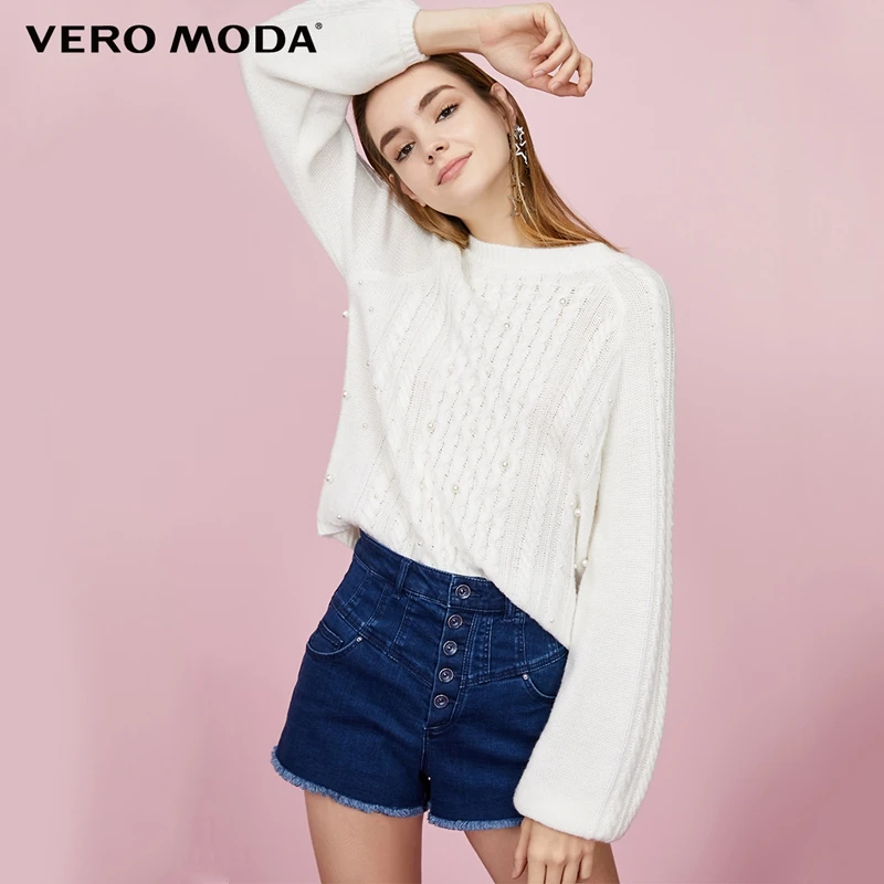 Vero Moda свободный крой искусственный жемчуг o-образным вырезом жаккард с открытыми плечами вязать | 319313559