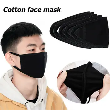 

10Pcs Black KPOP Cute Anime Cotton Face Mask Reusable Warm Winter Windproof Washable Mouth Masks k-pop facial Masks mondkapjes
