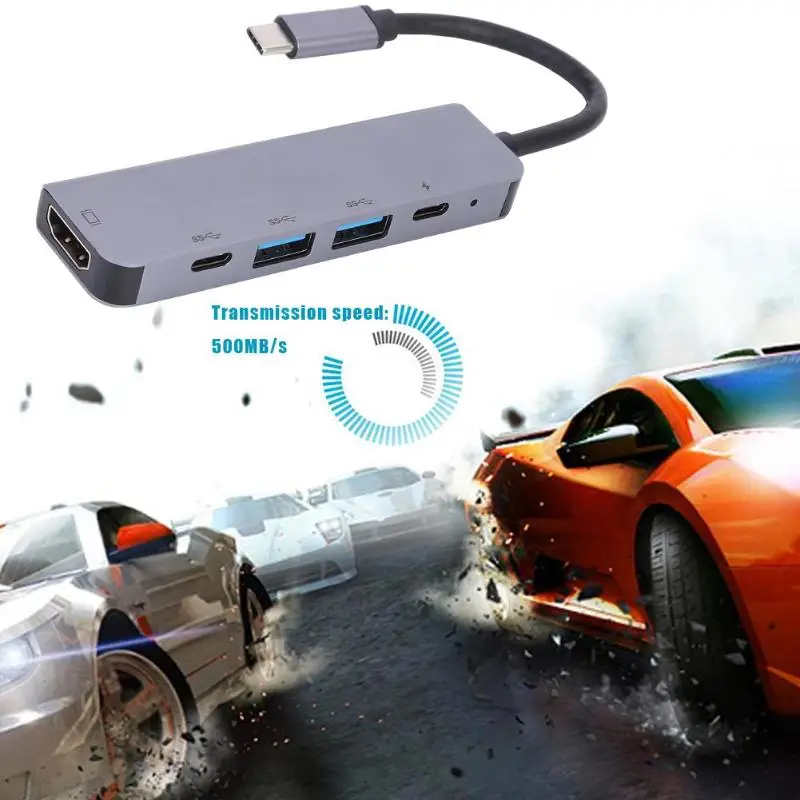 5 в 1 Многофункциональный TYPE-C концентратор USB-C до 4K HDMI USB адаптер для ноутбука