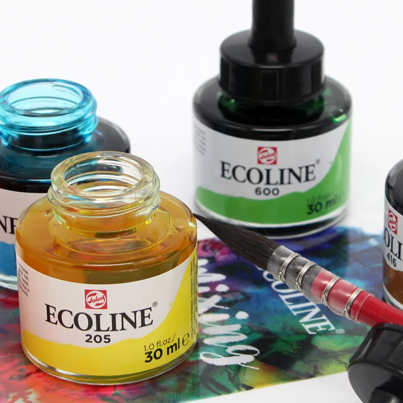 Ecoline Transparent Color 10 Color 30ML Watercolor Paint Pure Ink Set Glass Bottle Assemble Drawing Supplies Illustration Tool