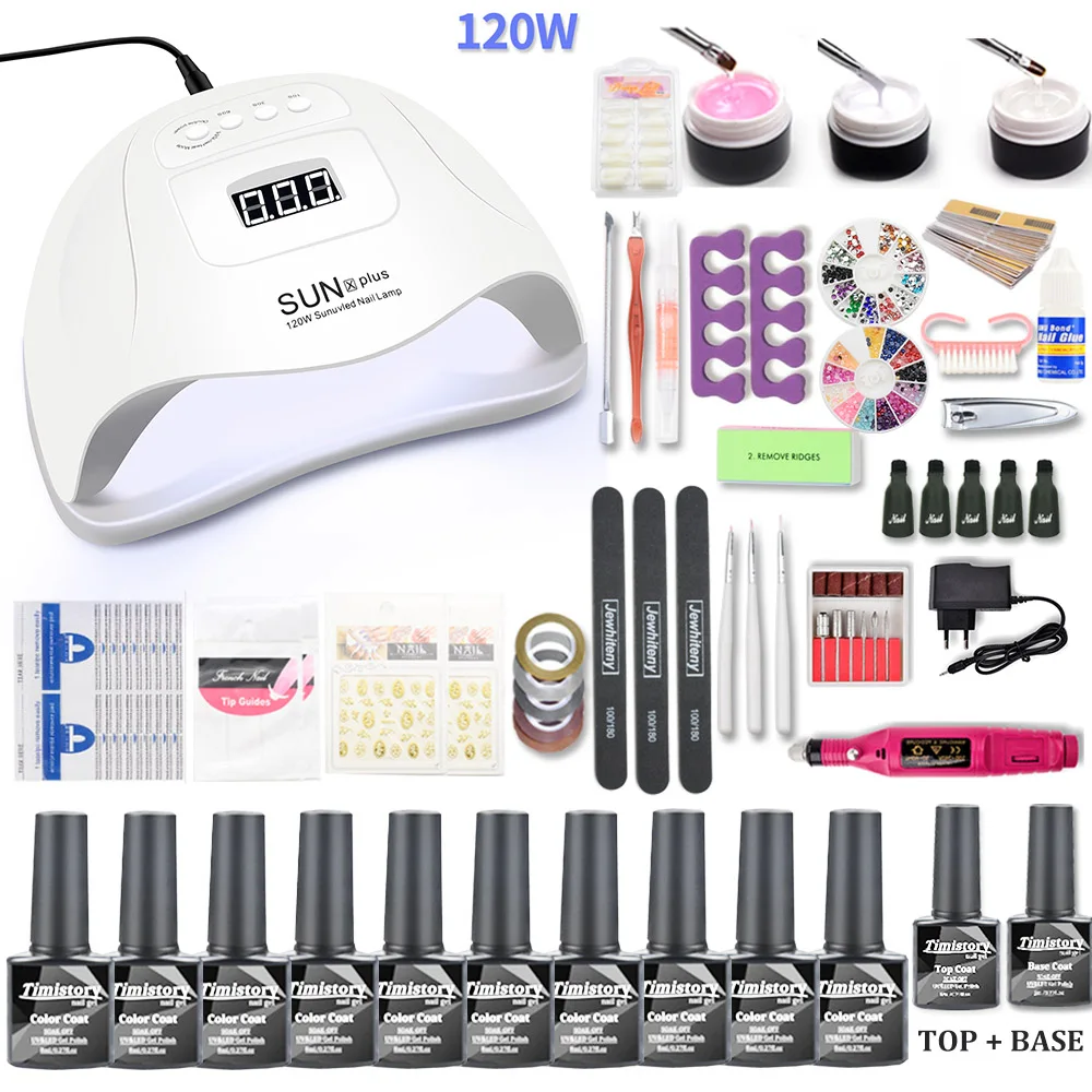 Günstig Nagel set 120W UV LED LAMPE für Maniküre Gel nagellack Set Kit Gel Lack Elektrische Nagel Bohrer Maniküre sets Nail art Werkzeuge