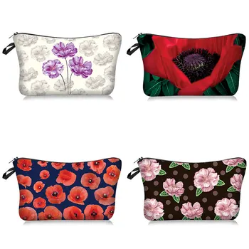

Women Flowers Printing Pattern Travel Cosmetic Bag Makeup Bag Handbag Female Zipper Purse Small Cosmetics Make Up Bags