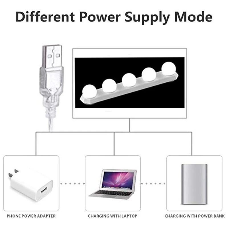  Portable LED Vanity Light Kit with Dimmable Light Bulb for Bathroom Dressing Room with 3 Lighting M