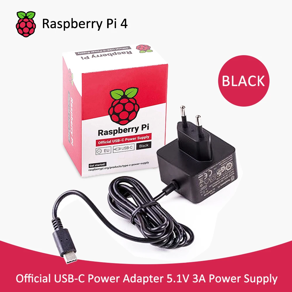 Официальный raspberry pi 4 блок питания USB C адаптер 5 1 В 3A ЕС/США рекомендуемый источник
