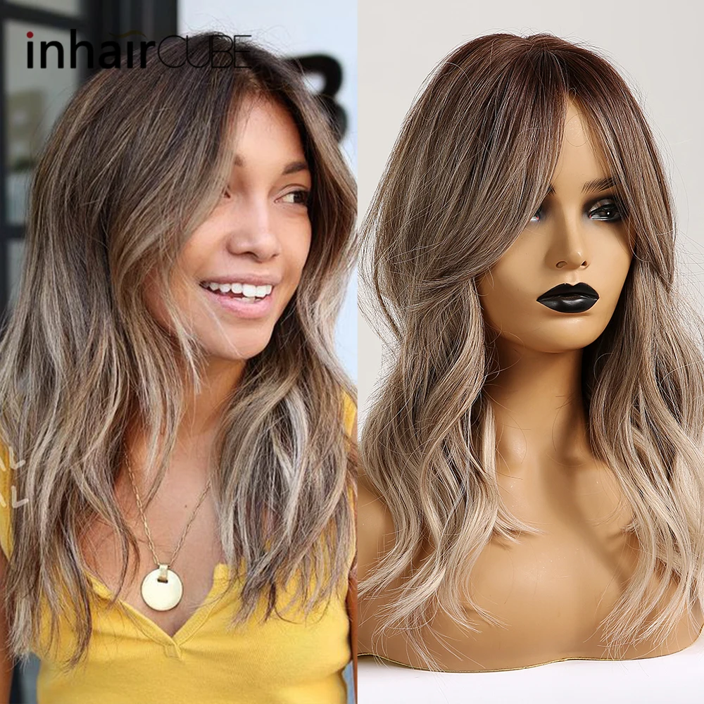 Длинный синтетический парик Inhair Cube с эффектом омбре натуральные волнистые
