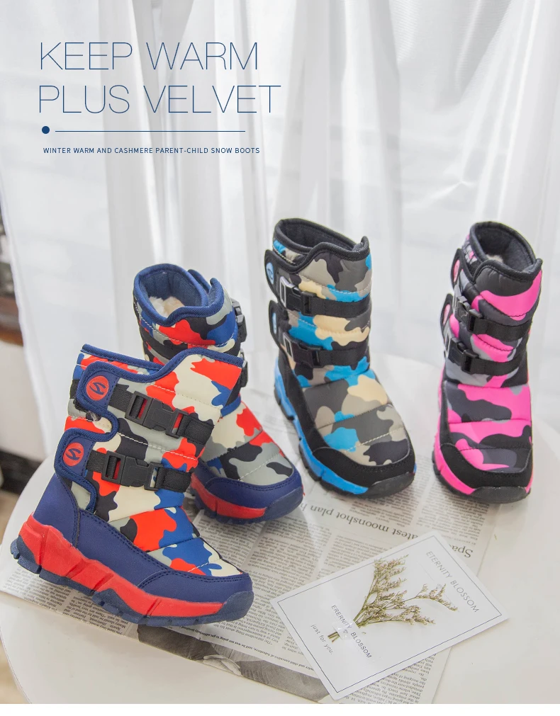 Winter Children Boots Boys Snow Boots Girls Sport Children Shoes For Shoes Fashion Leather Child Sneakers Kids Boots AW3755