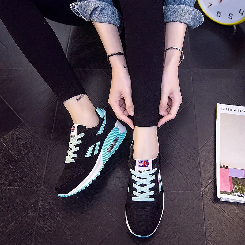 Кроссовки для студентов; женская кружевная Обувь На Шнуровке Air Sole, сеткой и круглыми с ремешками крест-накрест обувь для отдыха повседневная спортивная обувь для тренировок на улице, обувь для фитнеса