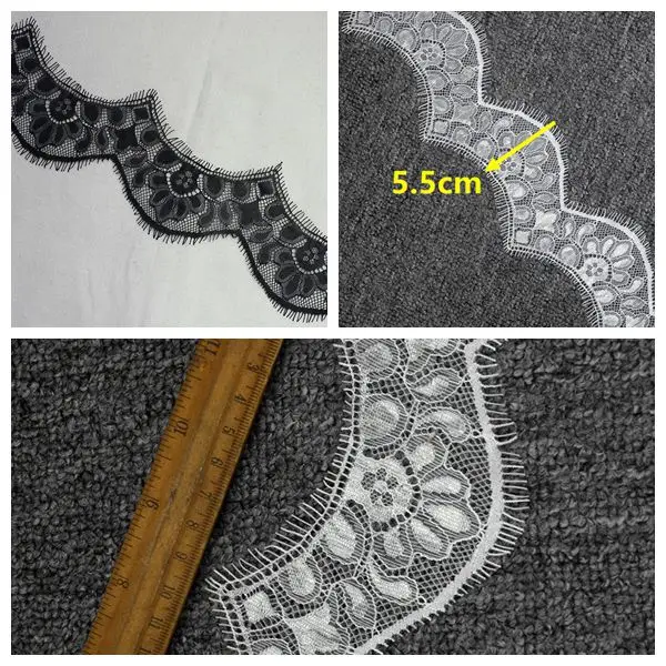 

6 meters/lot Ribbon lace Eyelash Lace Fabric DIY Decorative Quality Soft Off Nylon Eyelash Lace Trim Dress lace Fabric textile