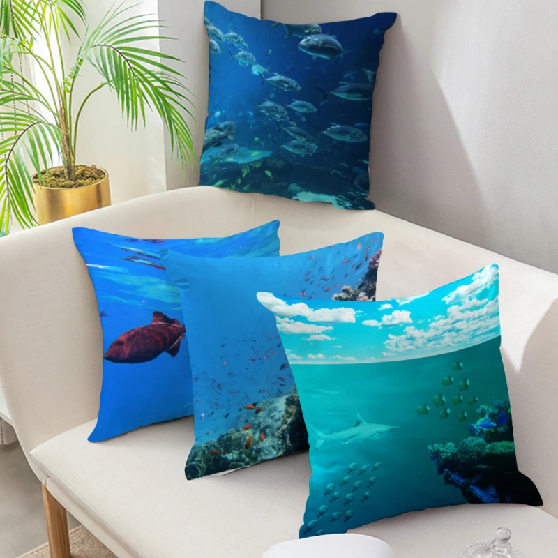 

Fuwatacchi Ocean Animal Photo Cushion Cover Wide Variety of Fish Print Throw Pillow Cover for Home Sofa Decor Pillowcase 45x45cm