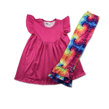 

Children clothes baby girls' clothing set tie-dyed ruffles pants kids clothes