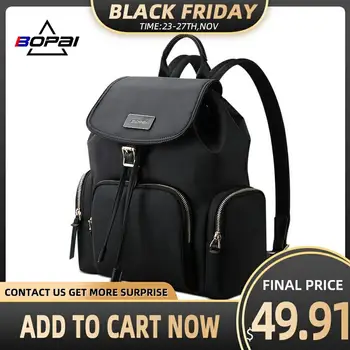 

BOPAI New Tassel Backpack Black Girl Waterproof Shoulder Bagpack Women Bags Small Backpacking