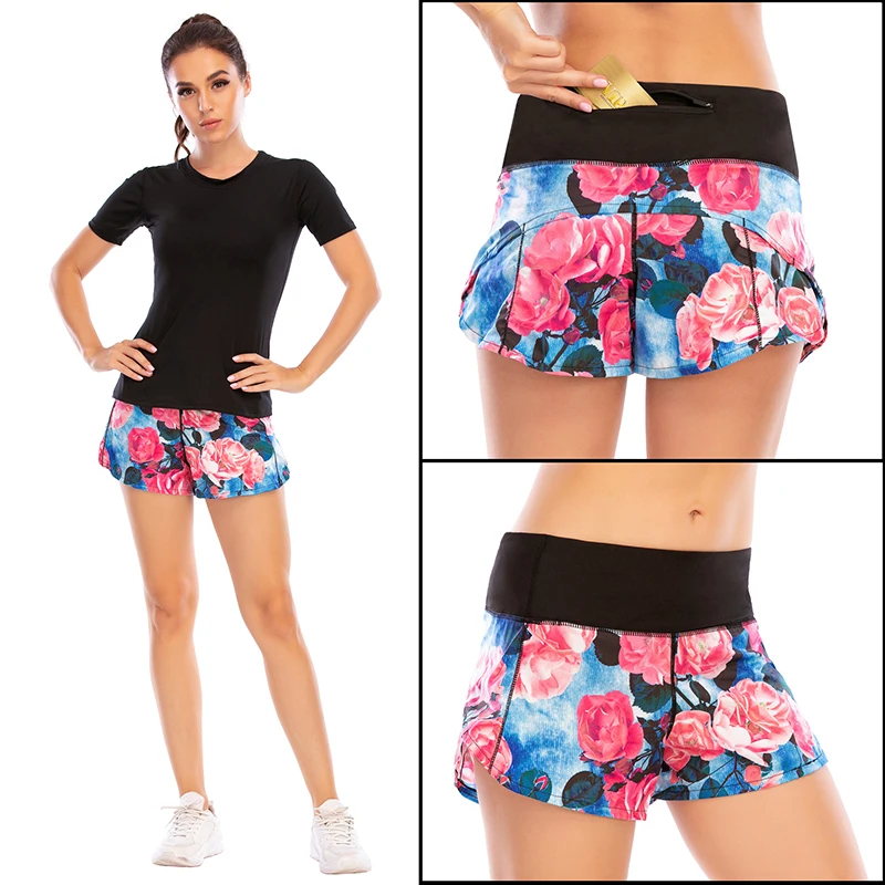BLESSKISS 20Color Loose Sport Shorts Women Fit Training Gym Running Shorts For Ladies Printing Pocket Workout Yoga Shorts Wear