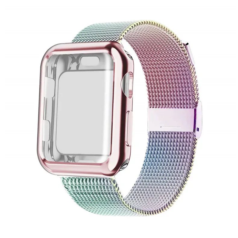Чехол+ ремешок для apple watch band lianese Loop apple watch 5 4 3 band 44 мм 40 мм iwatch band 42 мм 38 мм pulseira correa браслет 2 - Цвет ремешка: colorful