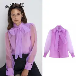 2019 Англия Винтаж перспектива органза prupple кимоно блузка для женщин blusas mujer de moda 2019 женские рубашки-топы и блузки