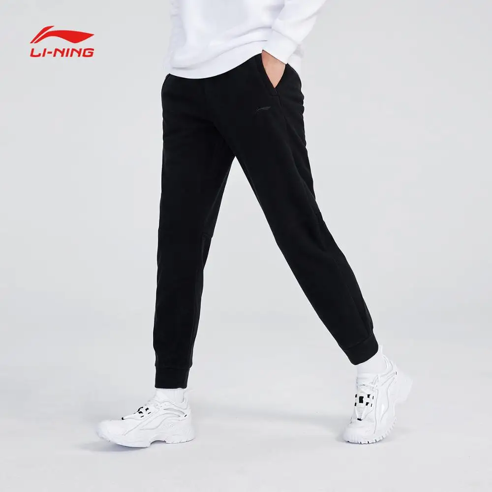 

Li-Ning Men Training Sweat Pants Polyester Warm Fleece Regular Fit Pockets LiNing Sports Pants Trousers AKLN963 COND18