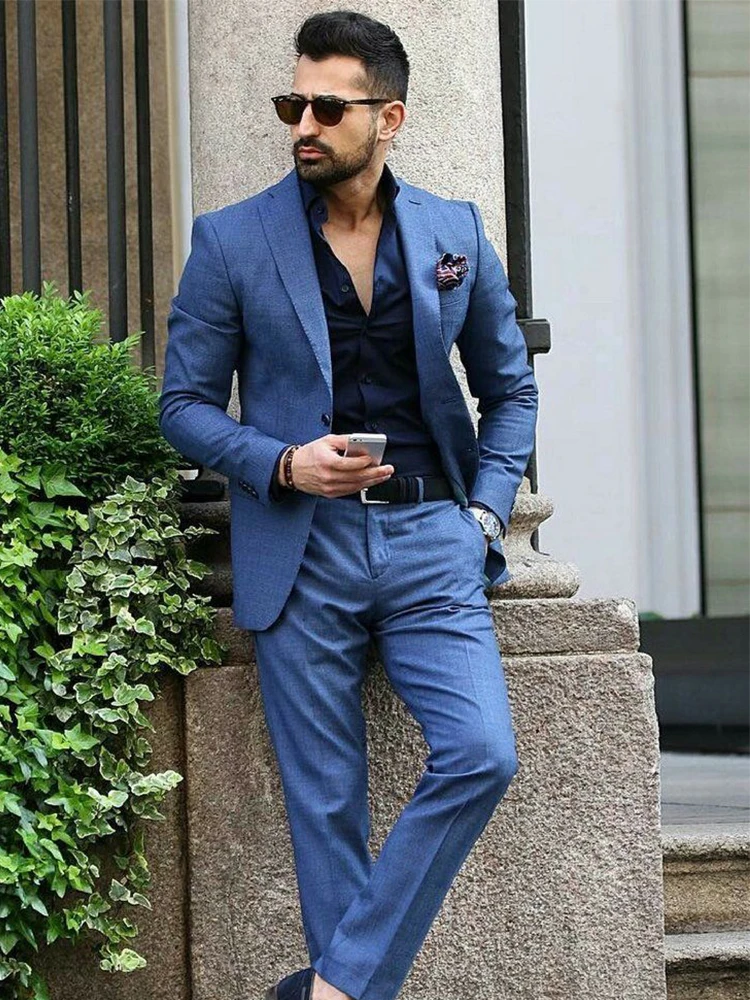 

Мужской облегающий деловой костюм ANNIEBRITNEY, синий костюм из 2 предметов, свадебный смокинг для жениха по индивидуальному заказу, костюм для выпускного, свадьбы, бизнеса, мужской костюм