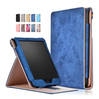 

Smart Case for e reader ebook Kobo Clara HD 6" Luxury PU Leather for funda e-reader Kobo Clara HD Case + Hand Holder Strap